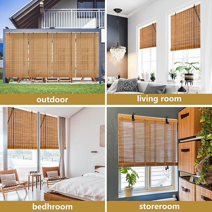 48x72 Inch Bamboo Blinds for Interior Windows, UV Protection Roman Bamboo