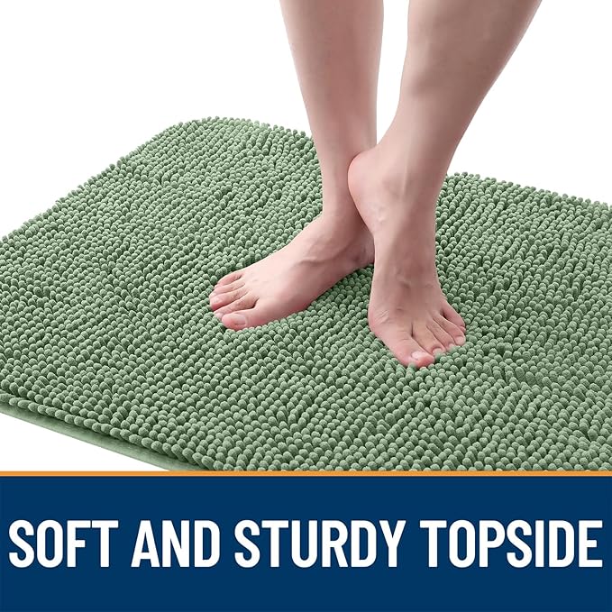 OLANLY Dog Door Mat for Muddy Paws 54x32, Absorbs Moisture and Dirt, Absorbent Non-Slip Washable Doormat, Quick Dry Chenille Mud Mat, Entry Indoor Entryway Carpet for Inside Floor, Olive Green