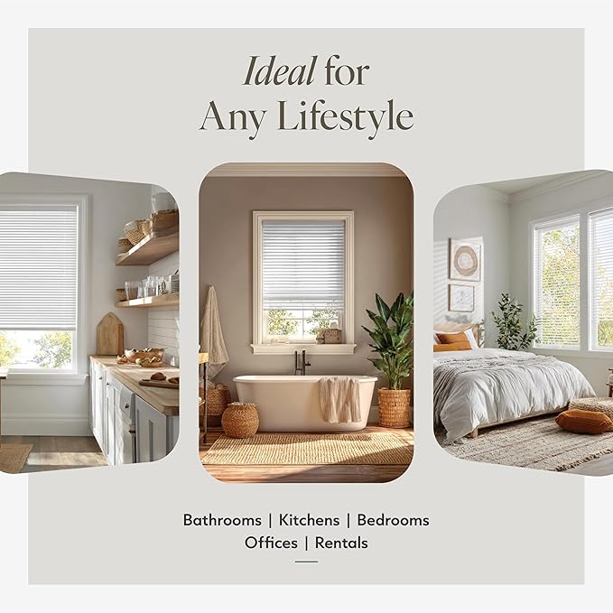 CHICOLOGY Cordless Mini Blinds for Indoor Windows, 26.5" W x 36" H, Light