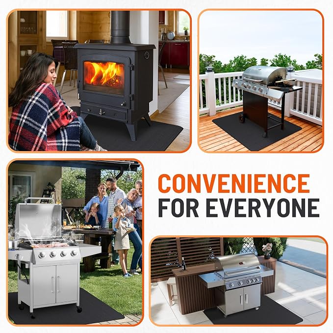 Under Grill Mats for Outdoor Grill (60 x 40 inch) Double-Sided Mat for Under Fire Pit Mat the Perfect Grill Matt for Outdoor Grill Deck Protector and BBQ Matt for Under Grill Mat for Deck