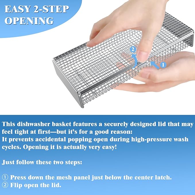 Dishwasher Basket for Small Items, 304 Stainless Steel Dishwasher Basket, Bottle Parts, Scoops, Forks, Chopsticks Cleaning (2 PCS)