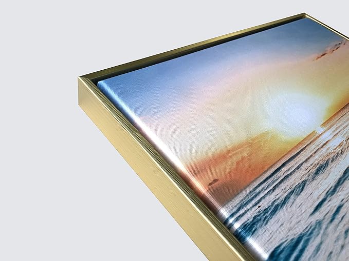 Wieco Art Framed Wall Art 3 Panels Blue Beach Canvas Art