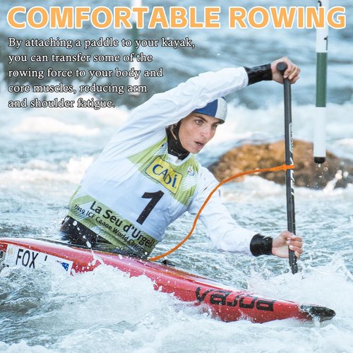 Kayak Paddle Board Tether Leash - Stretchable 3.3-7 Feet Strap with Carabiner for SUP & Canoeing