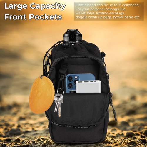 Nuovoware 40oz Water Bottle Carrier - Insulated Holder with Adjustable Strap & 2 Pockets for Hiking | Climbing