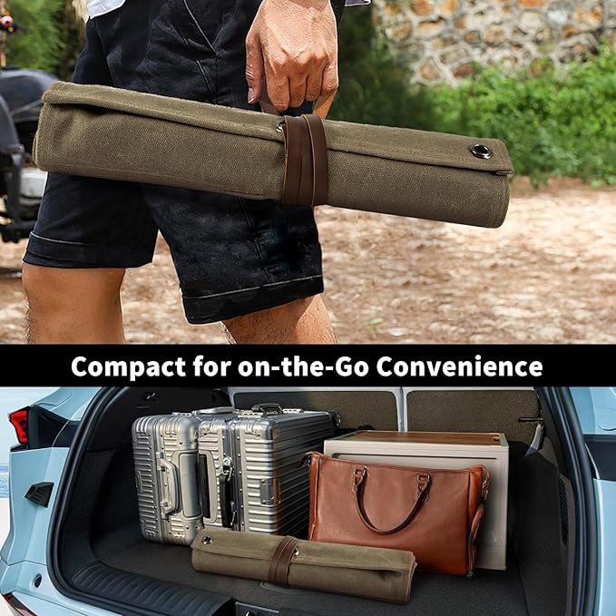 Chisel Roll,Small Tool Roll Pouch,Tool Roll Bag Organizer, Heavy Duty Waxed Canvas Tool Bag, Multi-Purpose Roll-Up Storage Bag for Hand Tools Holder with 6 Pockets Wrench Roll Up Pouch