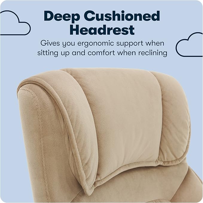 Serta® Hannah Executive Home Office Desk Chair, Ergonomic Mid-Back with Lumbar Support, Firm Seat Cushion, Layered Body Pillows, Padded Armrests, Swivel Base, Easy Assembly, Microfiber, Beige
