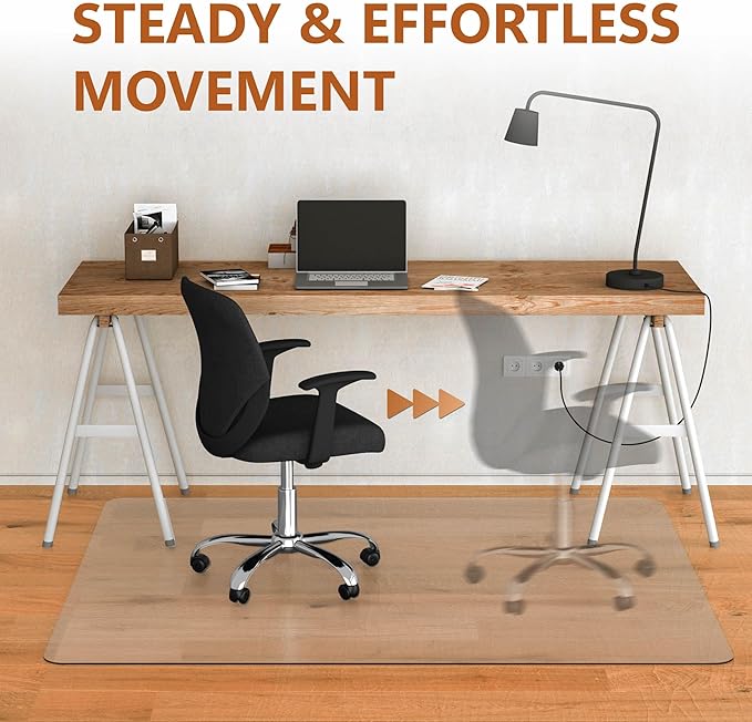 Large Office Chair Mat for Hardwood Floor- 46" x 72" Clear Computer Desk Chair Mat for Hard Wood/Tile Floors, Easy Glide Plastic Mat for Under Office Chairs on Hardwood for Work & Home