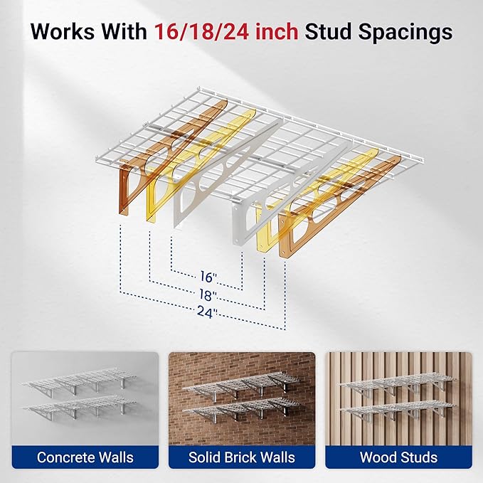 FLEXIMOUNTS 2-Pack 2x6ft Garage Shelving 24-inch-by-72-inch Heavy Duty Wall