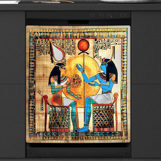 Dishwasher Magnet Cover Egyptian Egypt Papyrus Women Reusable Dishwasher Magnetic Cover Sticker Decorative Dish Washer Door Cover Panel for Home Kitcen Appliance, 21x26 in