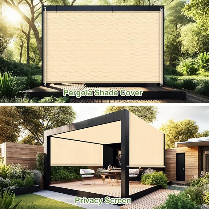Shade&Beyond 6' W × 20' L Pergola Shade Cover Wheat Pergola Cover Canopy Replacement Shade Cloth for Garden, Patio, Deck, Porch with Grommets and Rods(Make Custom Size)