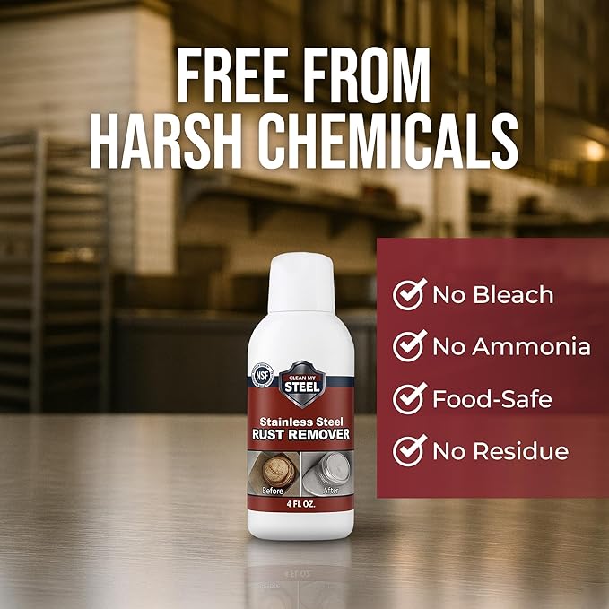 Non-Toxic Stainless Steel Rust Remover & Stain Cleaner - NSF Approved - 4oz