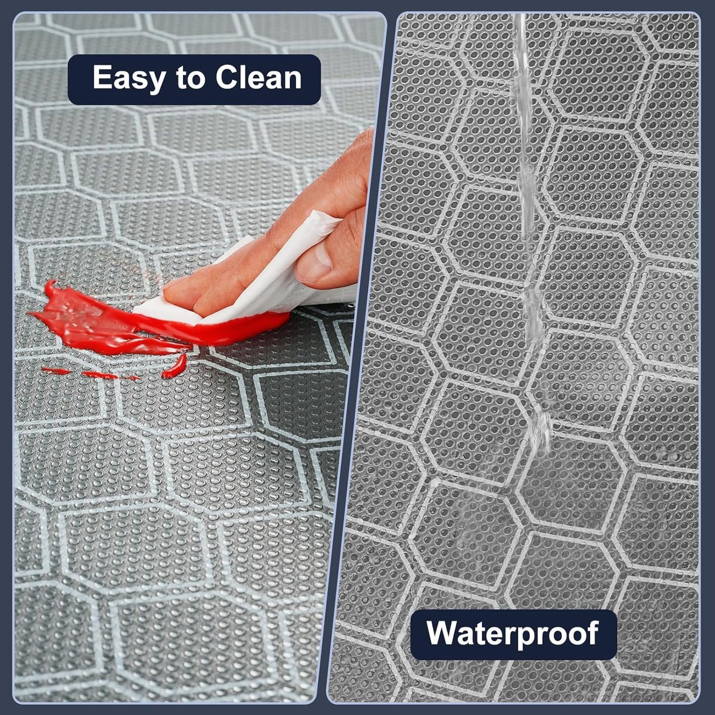 Non-Adhesive Shelf Liner Roll - Waterproof No-Slip Drawer & Cabinet Mat for Kitchen, Refrigerator, Bathroom, Easy to Cut EVA Drawer & Shelf Liners, 12" x 78.7", Grey