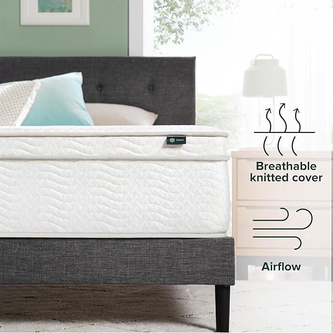 ZINUS 12 Inch Foam and Spring Hybrid Mattress [New Version], King, Fiberglass Free, Medium Firmness, Durable Support, Certified Safe Foams & Fabric, Mattress in A Box
