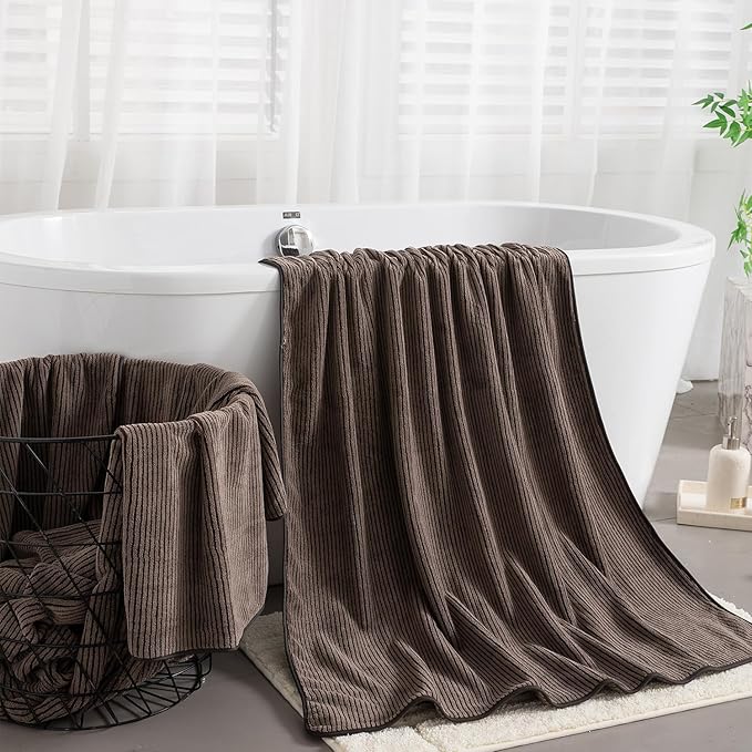 4 Piece Bath Towel Set 35"x70"Oversized Bath Towel for Bathroom Ultra Soft Fluffy Extra Large Bath Sheet Luxury Premium Bathroom Towel Highly Absorbent Quick Dry Shower Towel for Hotel Spa,Brown