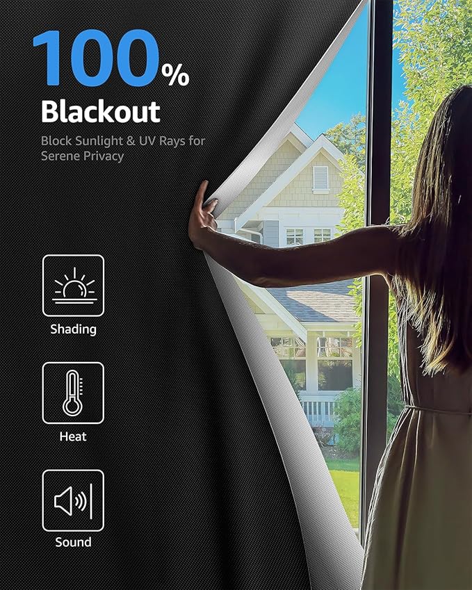 Sumobaby Blackout Curtains for Bedroom Portable 64"x75", No Drill Blackout