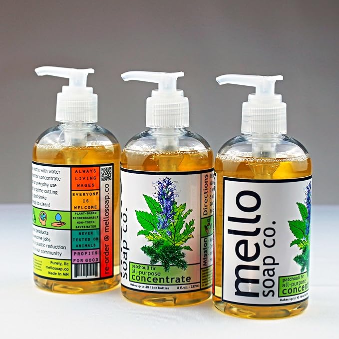 Starter Kit - Concentrated All-Purpose and Sink-Tub-Tile cleaners, Spray Bottles, Waffle-Weave Cloths and scrubbing sponges. (Patchouli Fir)