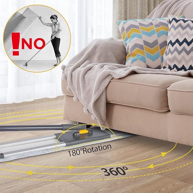 MASTERTOP 36" Professional Industrial Dust Mop for Floor Cleaning, Heavy Duty Wet & Dry Commercial Mop,Large Flat Floor Mops with Telescopic 62'' Long Handle,Dust Broom for Hardwood,Tiles,Office