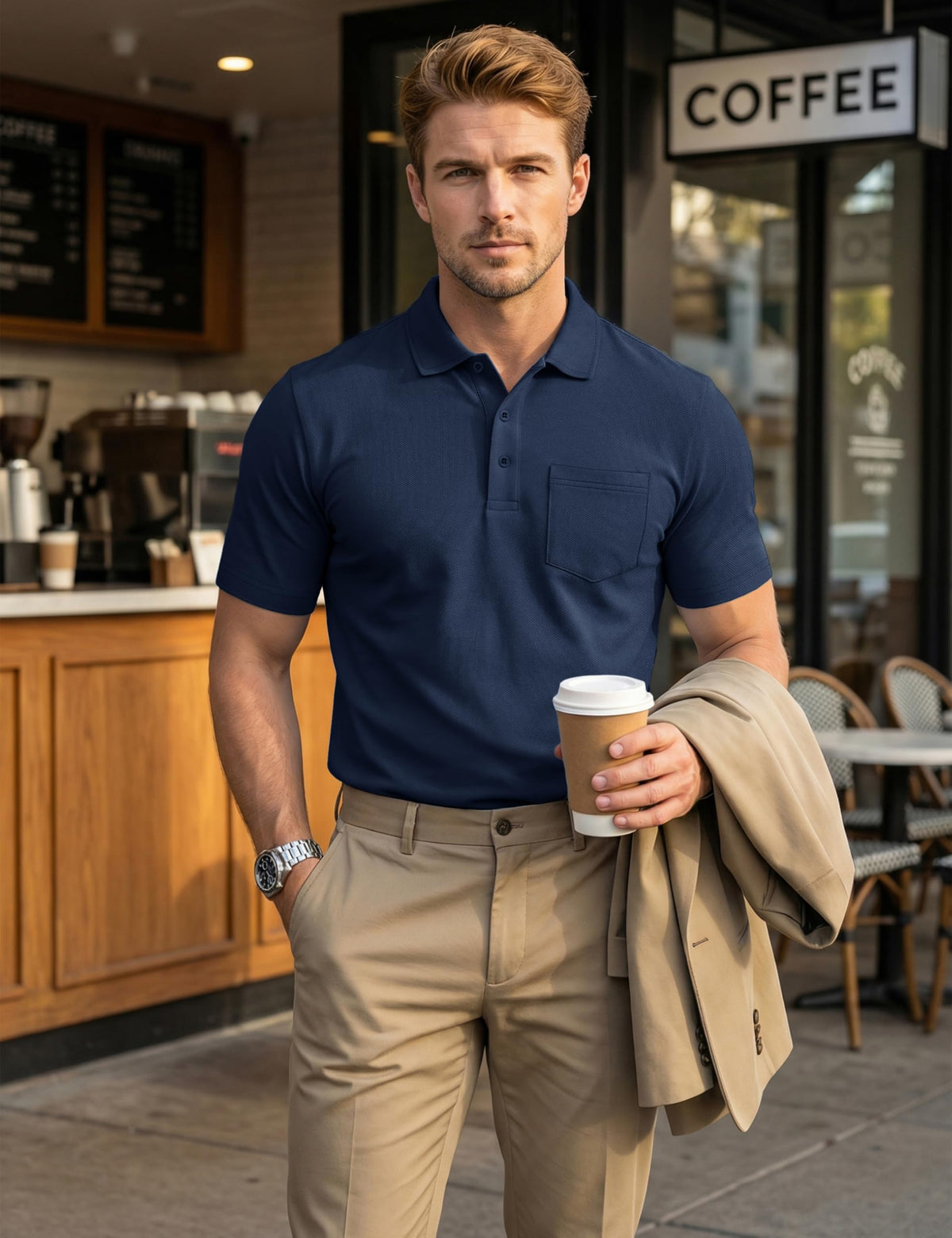 MAGCOMSEN Men's Polo Shirts Cotton Pique Short Sleeve Golf Shirts Polo Summer Work Shirts Casual T Shirts Cooling Shirts