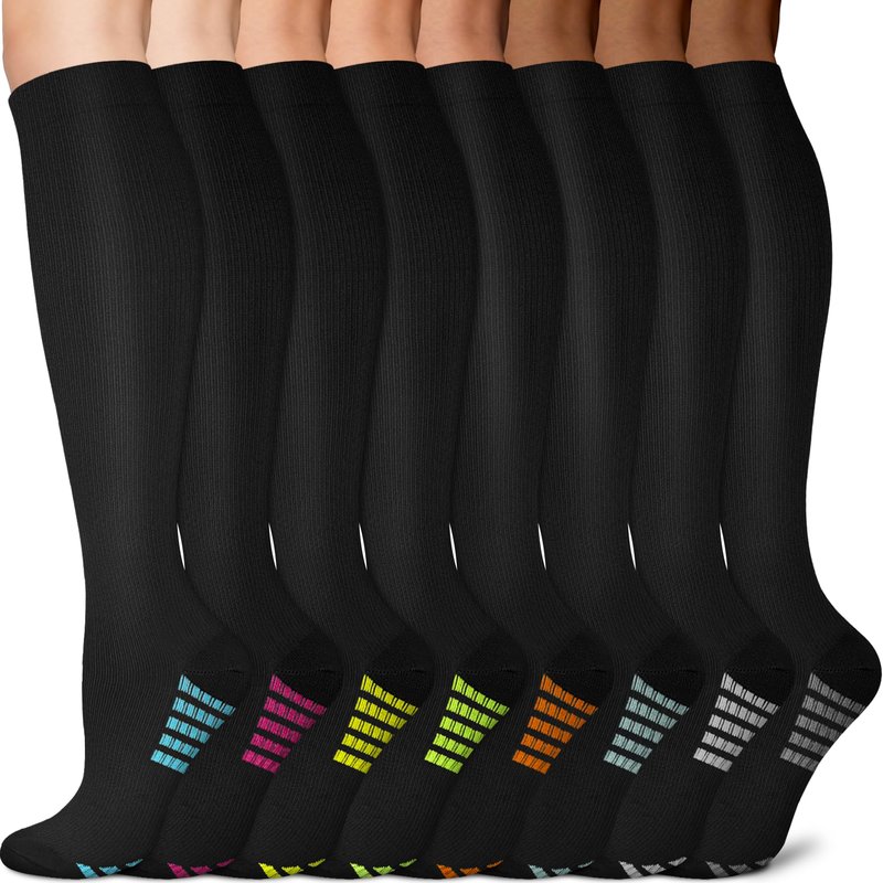 Sooverki Graduated Copper Compression Socks for Men & Women Circulation 8 Pairs 15-20mmHg - Best for Running Athletic Cycling