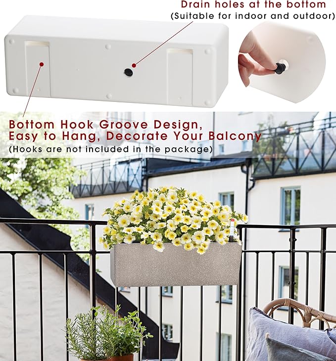 Elongated Self Watering Planter Pots Window Box 5.5 x 16 inch Indoor Home Garden Modern Decorative Planter Pot for All House Plants Flowers Herbs (Coffee,1-Pack)