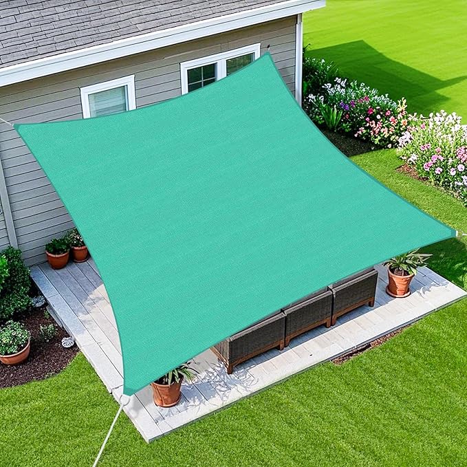 Amagenix Sun Shade Sail 20X32 Curved Edge Outdoor Shade Canopy Turquoise Breathable 95% UV Block Shade Cloth for Patio Garden Backyard (We Make Custom Size)