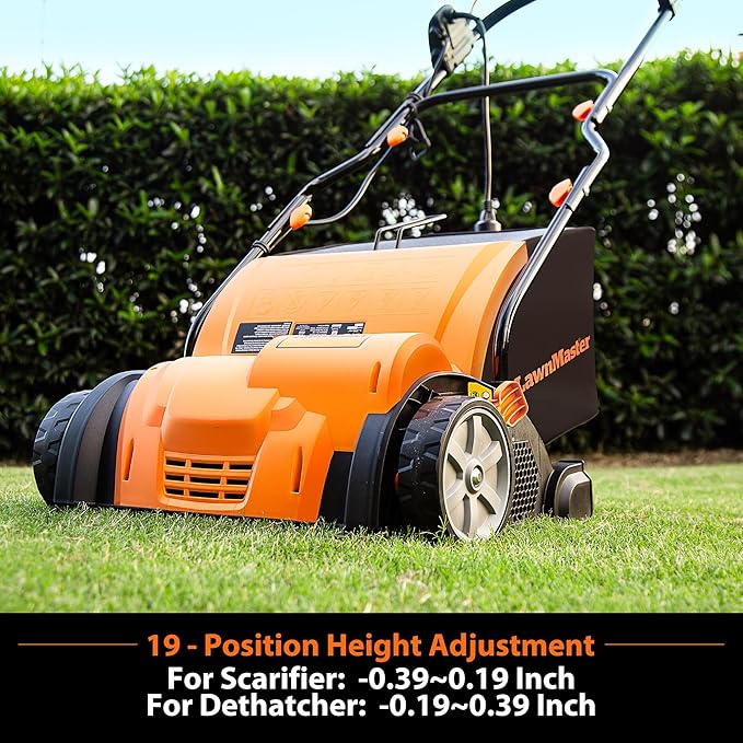 LawnMaster 15” 13 Amp Dethatcher and Scarifier with 10.5 Gallon Collection Bag-GV1314