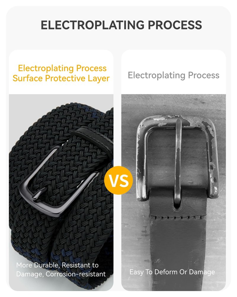 CHAOREN Stretch Belts for Men - Braided Elastic Golf Belt for Men 1 3/8"- Gift for Casual Jeans Shorts