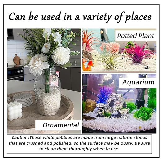 CJGQ 7lb 1/4" Small White Rocks for Plants,Potting,Succulents Aquarium Fish Tank Garden Vases Decorative Pebbles Gravel Rocks Stones
