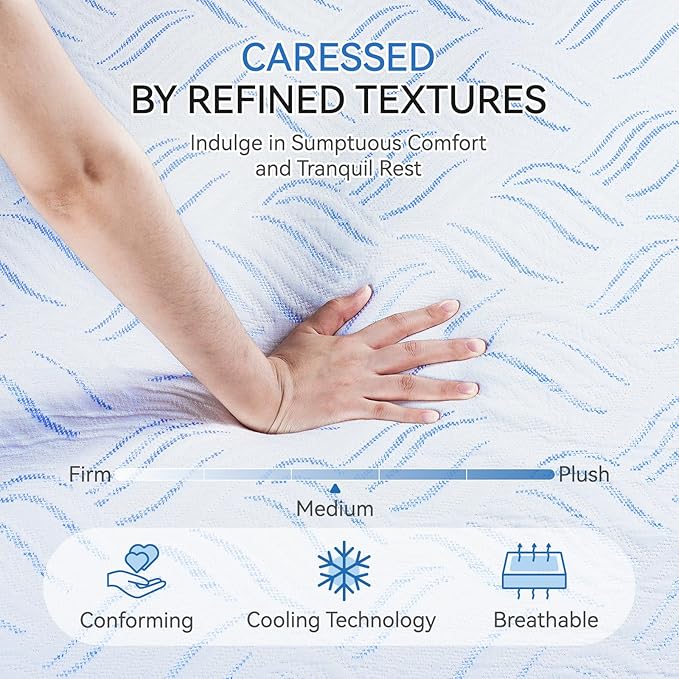 California King Memory Foam Mattress, 10 Inch Cooling Gel Bed in a Box, Foam Mattress with Removable Cover No Fiberglass, Support Cool Night Sleep & Pressure Relief, Made in USA, White(84"*72"*10")