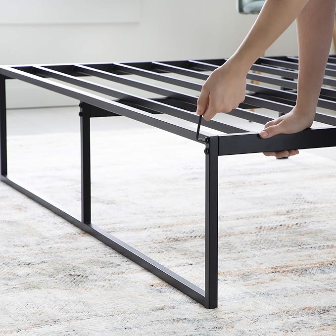 Linenspa Folding Metal Platform Bed Frame - Easy Assembly - Sturdy Steel - No Box Spring Needed - Underbed Storage - Mattress Foundation - 14" High - Traditional Design - California King Size