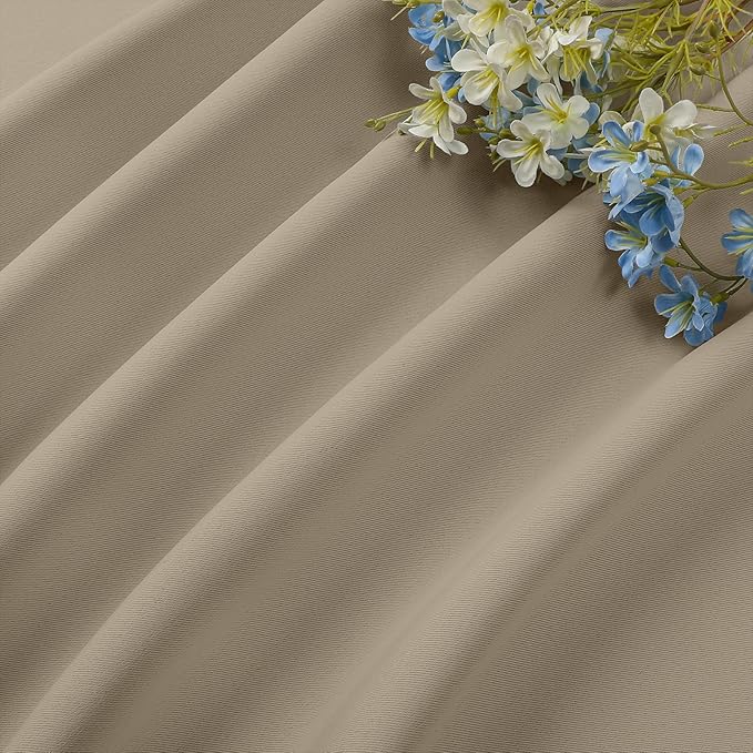CUCRAF Light Beige Blackout Curtains Customize, Rod Pocket Room Darkening