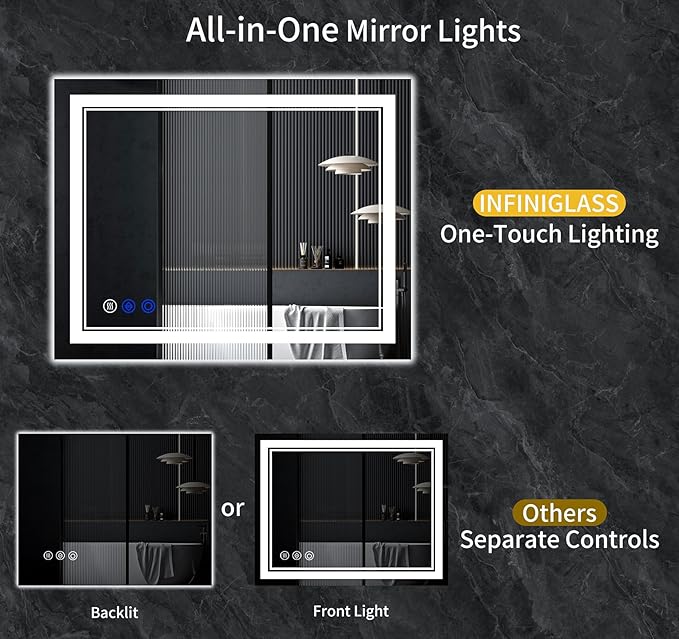 40"x36" LED Bathroom Mirror