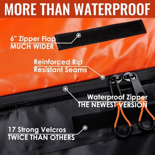 Car Rooftop Cargo Carrier Bag, 15 Cubic Feet Waterproof Heavy Duty 840D Car Roof Bag for All Vehicle with/Without Racks - Anti-Slip Mat, 6 Door Hooks, Storage Bag, 2 Extra Straps, Luggage Lock