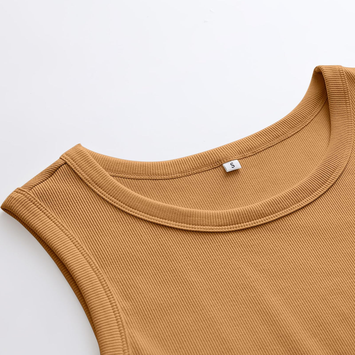 ANRABESS Womens Sleeveless High Neck Tank Tops Fashion Summer Casual Basic Slim Fit Ribbed Racerback Top Shirt Clothes Ginge-X-Small
