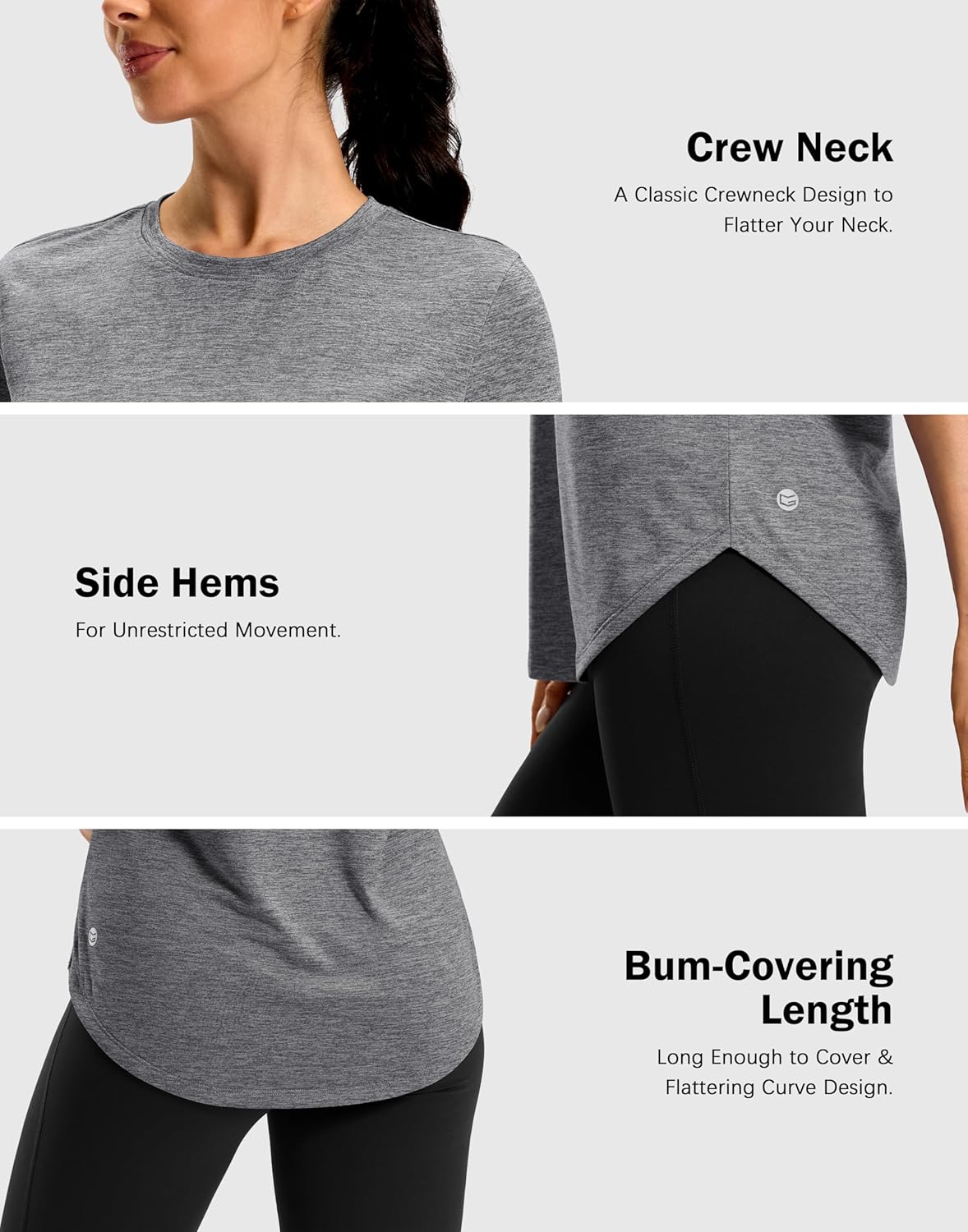 Skiennix Women's Workout Shirt - Lightweight Short Sleeve Dry Fit for Hiking & Running | Bum-Covering Length
