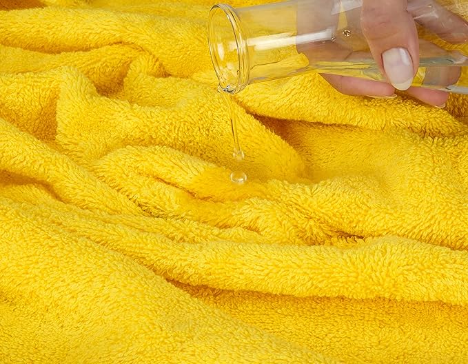 American Soft Linen Premium 3 Piece Towel Set, 1 Bath Towel 1 Hand Towel 1 Washcloth, 600 GSM 100% Cotton Turkish Towels for Bathroom, Yellow Towel Set