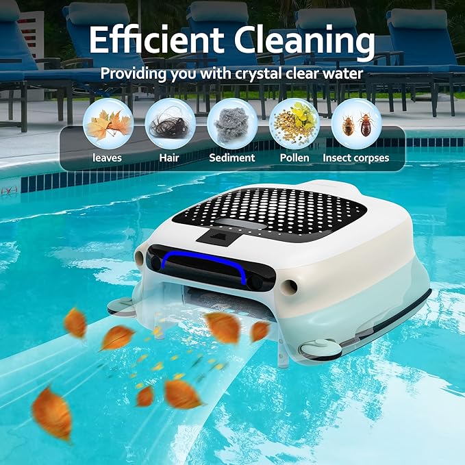 Pool Filter Surface Cleaner Robot with Remote Control, Smart Pool Skimmer Basket, Automatic Pool Vacuum Cleaner with Brushless Motors