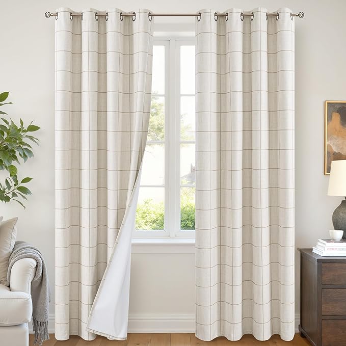 Lajode Linen Blackout Curtains for Living Room