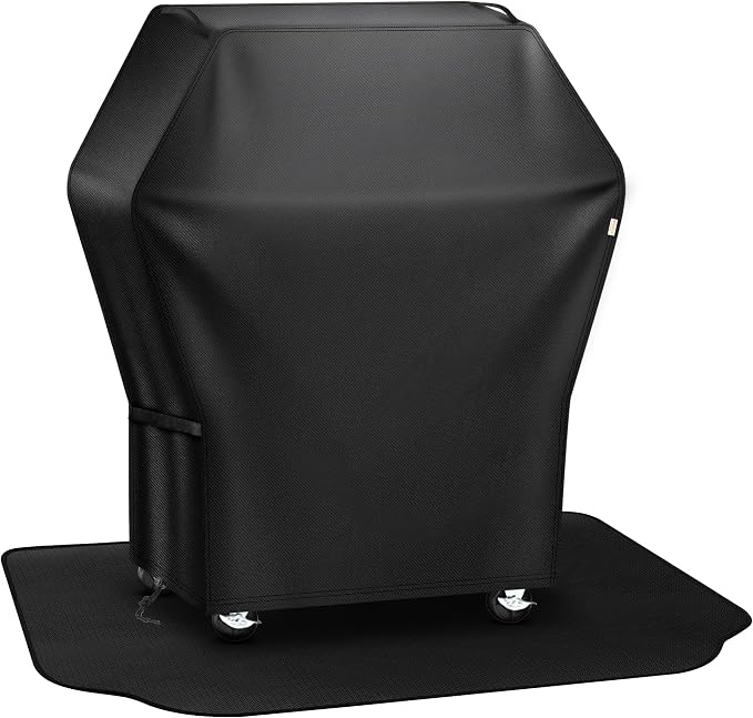 Grill Cover 32 Inch & Under Grill Mat,Grill Cover for Outdoor Waterproof Weather Resistant,UV & Fade Resistant, Compatible with Weber Nexgrill Charbroil Kenmore Gas Grill, Black