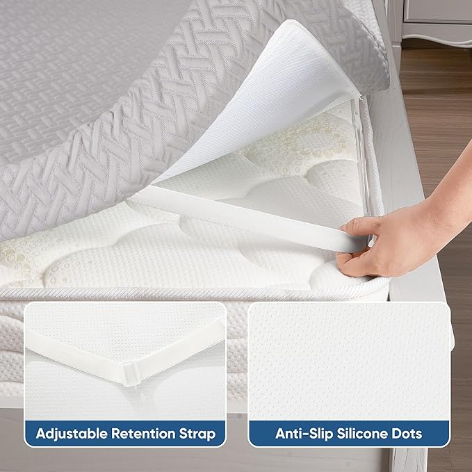 Memory Foam Mattress Topper King Size, 3 Inch Gel Infused Cooling Mattress Pad with Breathable Bamboo Cover, Pressure Relief & Machine Washable Bed Topper 76"x80" Gray