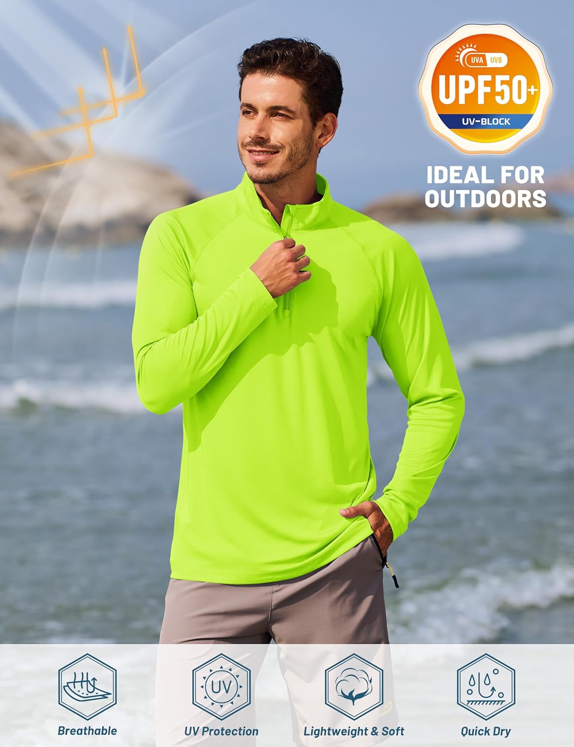 TACVASEN Men's Athletic Long Sleeve Shirt - UPF 50+ Sun Protection | Lightweight Pullover for Outdoor Running