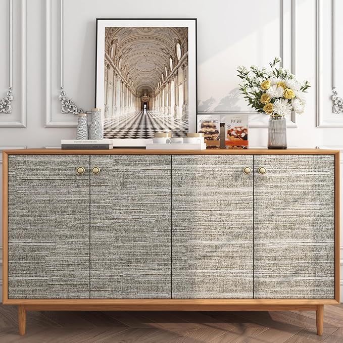 FunStick Taupe Grasscloth Peel and Stick Wallpaper Textured Grass Cloth