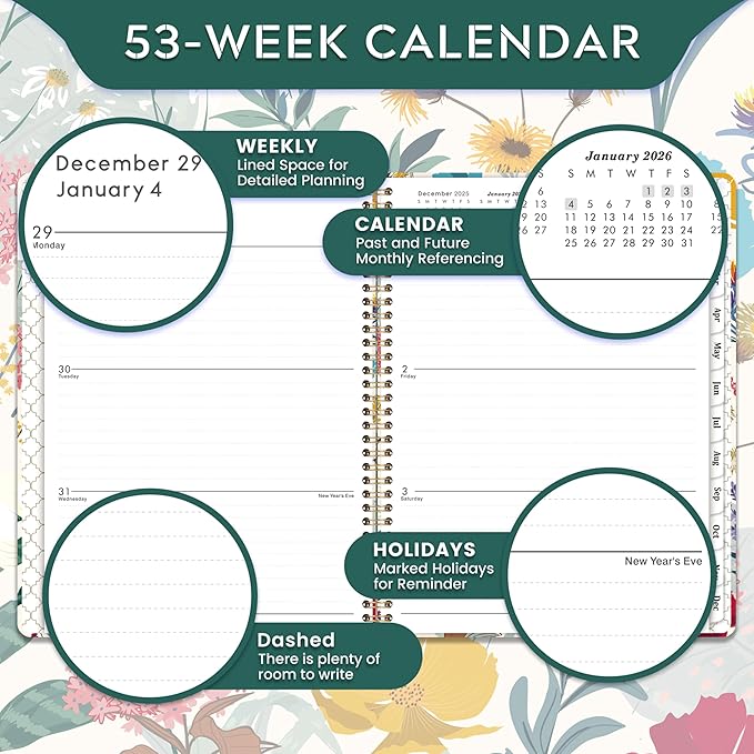 2026 Planner - Planner 2026 Weekly and Monthly, 9" x 11", Jan. 2026 - Dec. 2026, 2026 Hardcover Planner Spiral Bound, 12 Monthly Tabs, Elastic Closure
