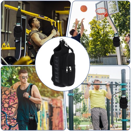 JOUTYFOR Gym Magnetic Bag Water Bottle Holder Gym Bottle Carrier Bag with Phone Pockets & Handle Shoulder Strap Gym Accessories Organizer for Men Women,5 Built-in Magnets Gym Bag Pouch Sleeve