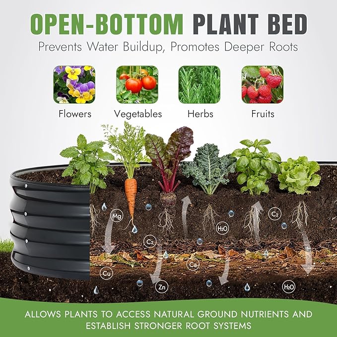INNO STAGE Galvanized Raised Garden Bed, 8x3x1FT Oval Metal Raised Garden Beds for Vegetables, Rust-Resistant & Easy Assembly, Outdoor Planter Box for Gardening, Flowers, Herbs (Grey)