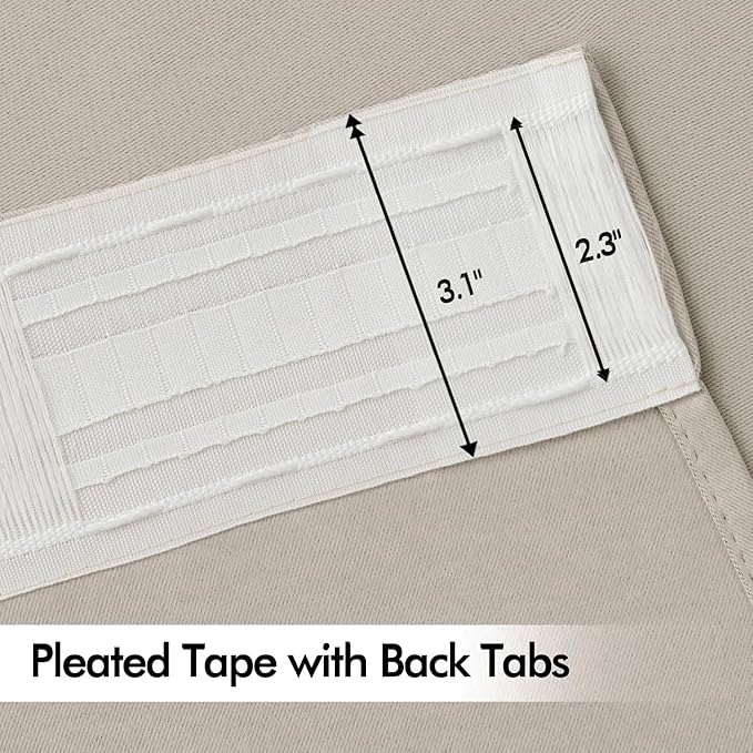 MIULEE Natural Back Tab Blackout Curtains 102 Inch Long 2 Panels Set