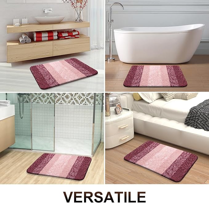 OLANLY Bathroom Rugs Mat 36x24, Extra Soft Absorbent Microfiber Bath Rugs, Rubber Backing, Quick Dry, Machine Washable Bath Mats for Bathroom Floor, Tub and Shower, Home Decor Accessories, Red