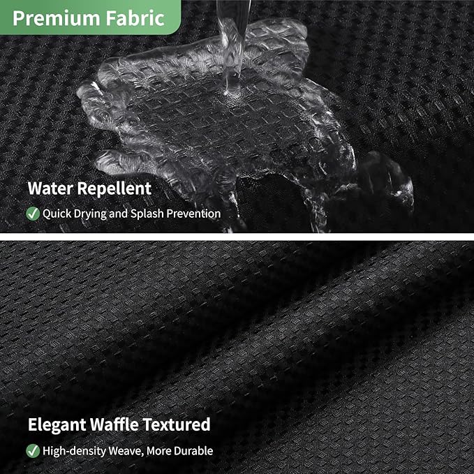 Stall No Hook Shower Curtain with Snap-in Fabric Liner Set,Waffle Weave Shower Curtains for Bathroom,Hotel Luxury Decor Bathroom Curtain Set,Waterproof & Washable,Black,54Wx80H