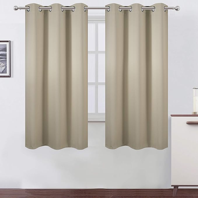 LEMOMO Beige Thermal Blackout Curtains/42 x 63 Inch/Set of 2 Panels Room