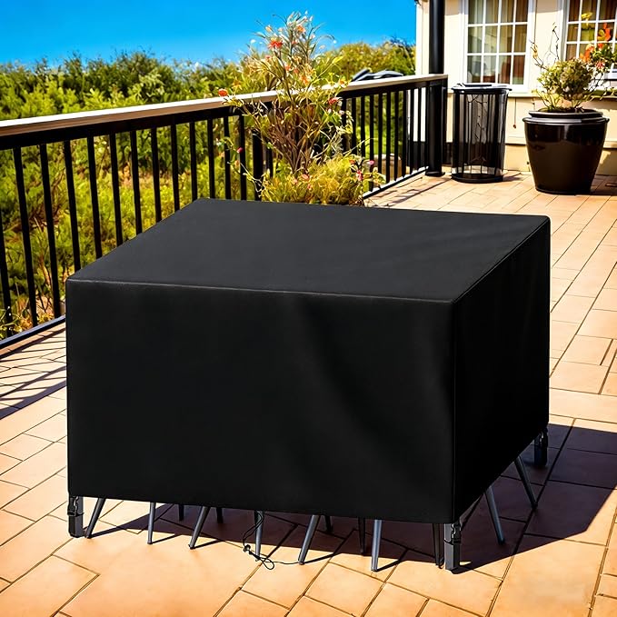 Patio Furniture Cover Rectangle 48"(L) x 36"(W) x 40"(H), Custom Heavy Duty 420D Waterproof Outdoor Cover with Drawstring & Buckles for Table Chair Garden, Black